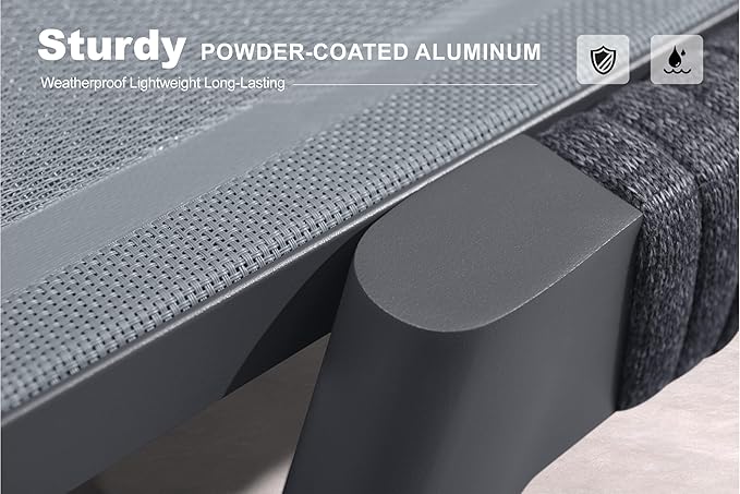 PURPLE LEAF Outdoor Chair Chaise Lounge Sun Lounges Aluminum Poolside Adjustable Reclining Patio Set of 2 Moon Basalt