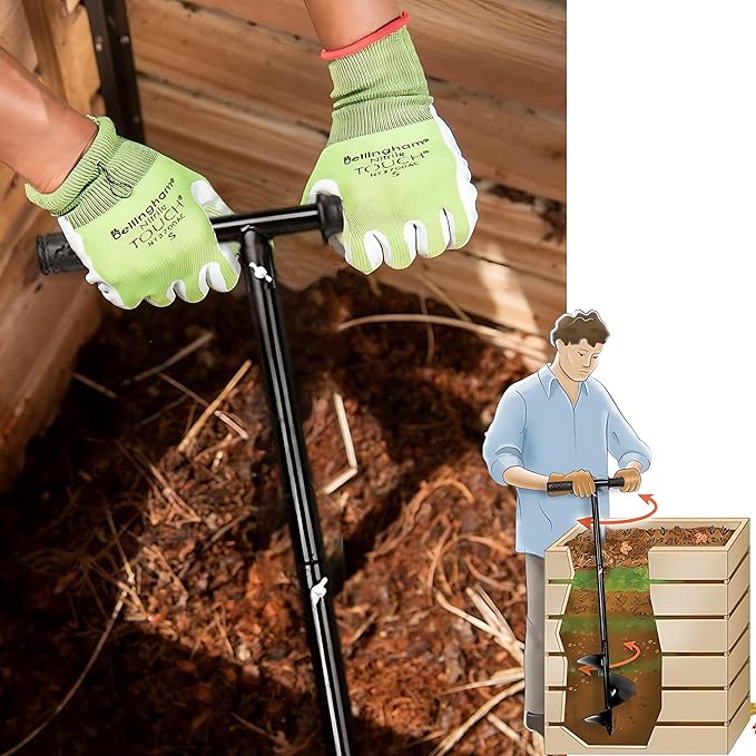 Compost Turning Tool Compost Stirring Tool,Compost Turning Bar 33.4inch,Manual Compost Aerator Tool Turner & Mixing Tool for Outdoor,Composting Accessories (Black-33.4IN)