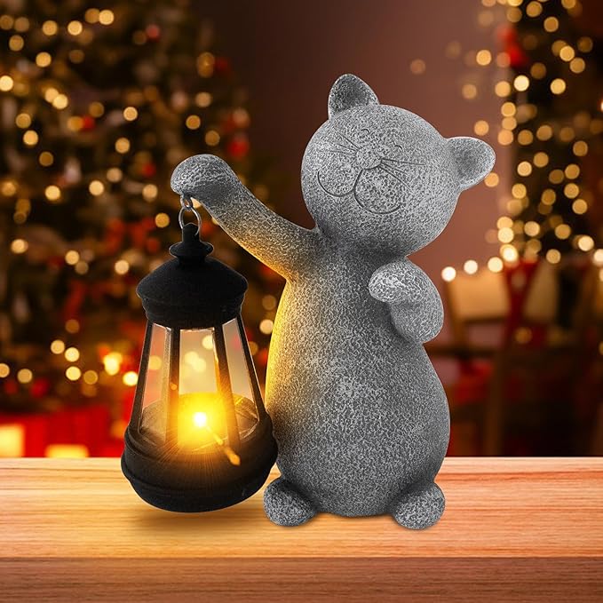 Solar Lights Outdoor Garden Sculptures&Statues, Cat Garden Decor for Outside, Garden Statues Outdoor Clearance Waterproof for Yard Art Lawn Porch Patio Home,Birthday Gifts for Women,Sisters