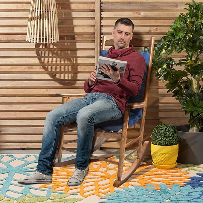 1 Pack Patio Chair Cushion, Rocking Chair Cushion Overstuffed Seat Back Cushion Pad for Outdoor Indoor, Navy Blue