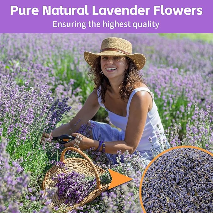 Dried Culinary Lavender Flowers - Food Grade Lavender Buds(4 oz), for Tea, Baking, Potpourri, Home Fragrance & Sachets, Edible Flowers - Gluten Free