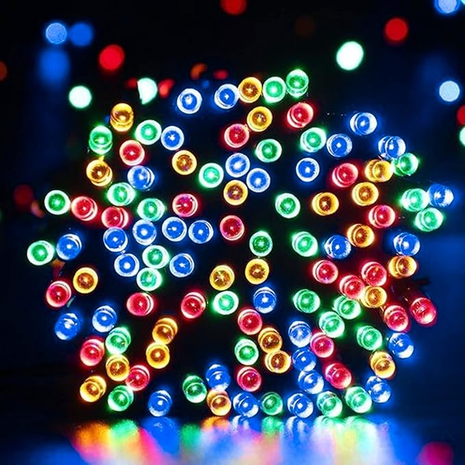 Dazzle Bright 300 LED Christmas String Lights, 100 FT Connectable Waterproof String Lights Green Wire with 8 Modes, Christmas Decorations for Indoor Outdoor Xmas Party Yard Garden (Multi Colored)