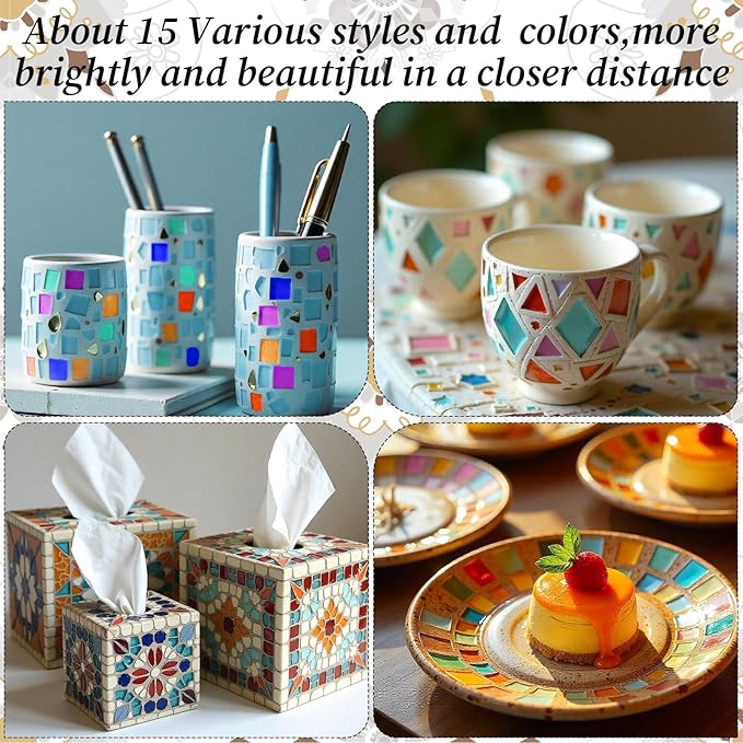 3200 Pcs Colorful Irregular Crystal Mosaic Tiles, 6.6lb Tiny Mosaic Tile DIY Hobbies Children Handmade Crystal Craft for Craft Bathroom Kitchen Home Decoration DIY Art Projects