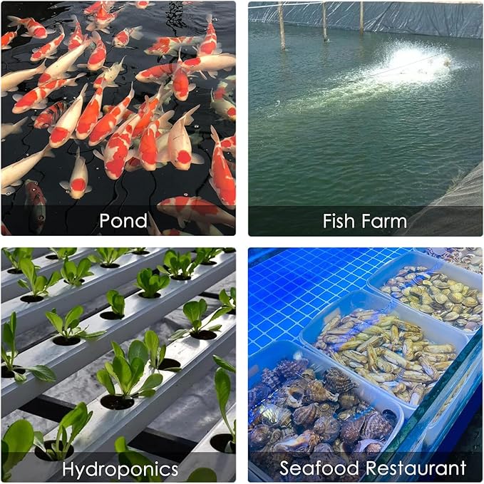 Aquarium Air Pump with Aluminum Housing, Commercial Air Pump with 6-Outlet Air Manifold, Pond Aerator Fish Tank Bubbler for Aquarium, Pond, Hydroponics (1000GPH-30W)