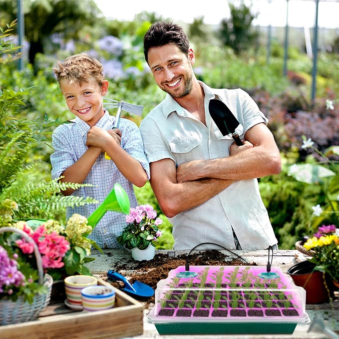 ZYP 2 PCS Seed Starter Kit with Grow Light, 80 Cells Seed Starter Tray for Indoor Planting,Germination Kit for Seed Starting Trays with Humidity Dome and Base