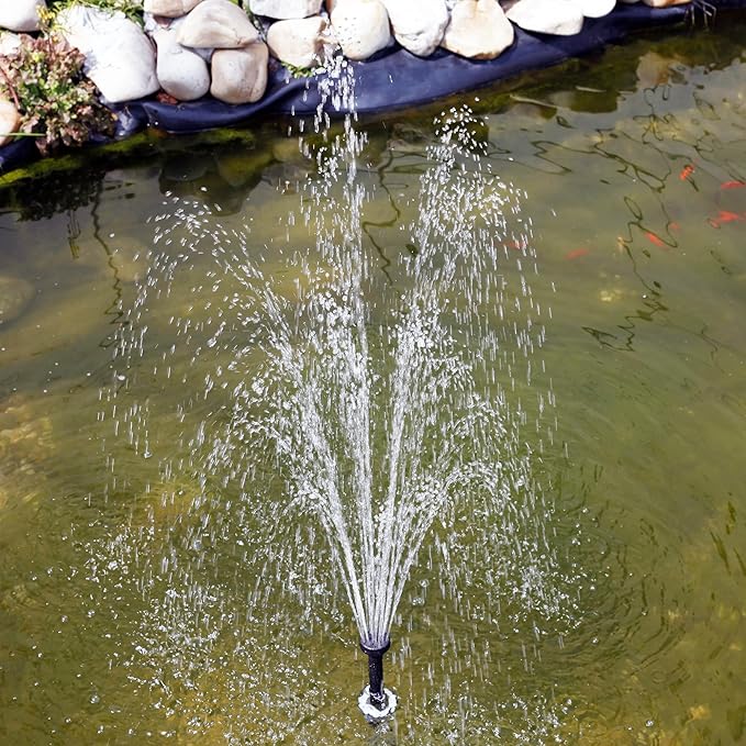 25W Solar Water Pump KIT: DC Dry-Run Protection Water Pump 370GpH with 18V 25W Solar Panel for Fountain, Fish Pond, and Aquarium (No Backup Battery)