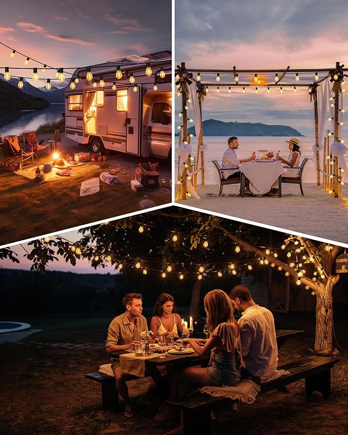 Torkase 50FT Outdoor String Lights LED, S14 Shatterproof Bulbs (15+1), Waterproof Dimmable Patio Lights for Backyard, Porch, Garden - Connectable Commercial Grade