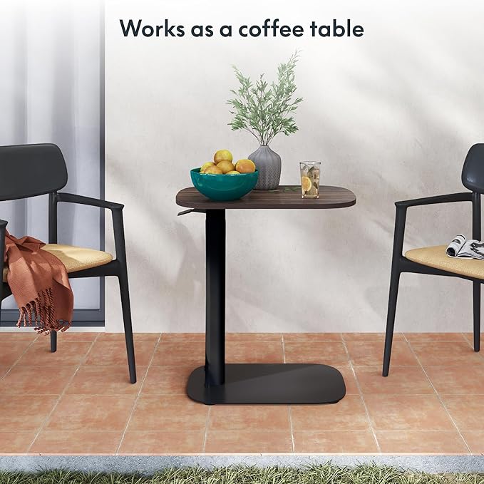 FLEXISPOT Adjustable C Table with Wheels, Mobile Snack Side End Table Sofa Couch Bedside Table Laptop Cart TV Tray Night Stand for Small Space Side Table(23.6" W x 13.8" D,Rustic Brown)