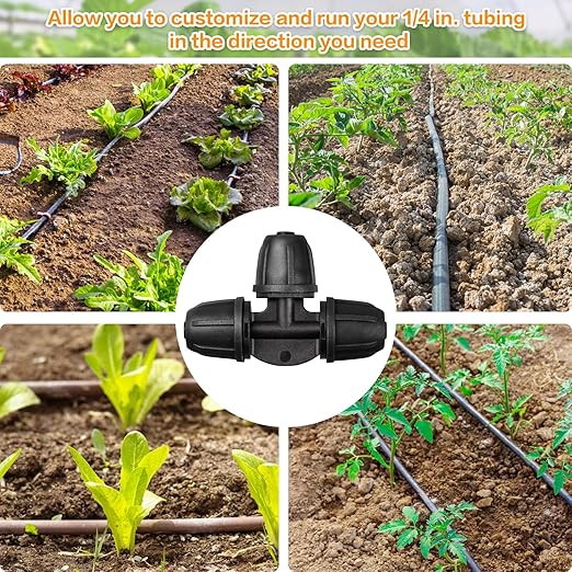 Upgraded 1/4" Drip Irrigation Tee Fittings：24 Pieces Leak Free Lock Barbed 3 Way Tee Connectors for 1/4 Inch Irrigation Tubing Quick Connect Parts for Garden Landscape System