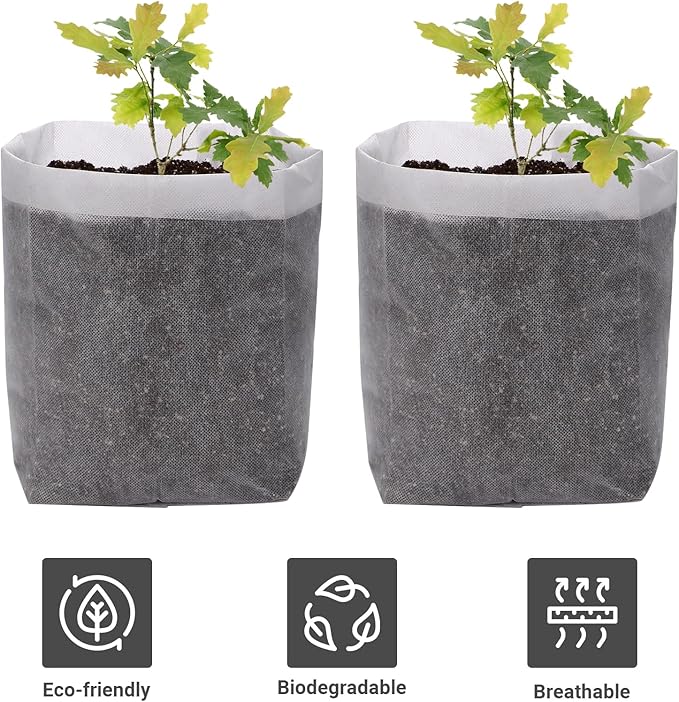 GREANER Degradable Grow Bags, 12.6"x13.4" Plant Bags for Home Garden Greenhouse Supplies, 50-Pack Large Fabric Pots for Vegetable Flower Fruits Potato Tomato Garden Seed Starting