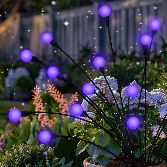 Solar Lights Outdoor Decoration, Waterproof Xmas Outdoor Lights Decor for Yard, Patio, Garden, and Front Porch, 10 LEDs Swing with The Wind (1 Pack, Purple)