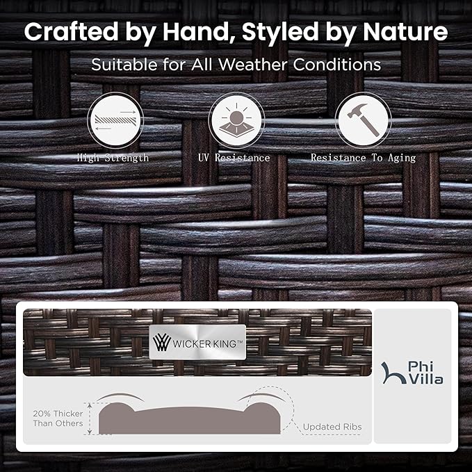 PHI VILLA Patio Furniture Set with 56" Fire Pit Table, Premium Outdoor Wicker Metal Frame Furniture with Upgraded Waterproof Thick Cushions for Porch, Poolside, Deck, and Yard （4 Pieces,Grey