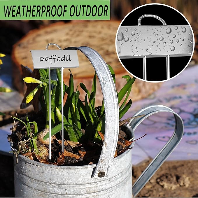 30pcs Plant Labels for Outdoor Garden Waterproof Plant Markers for Outdoor Plants, 11inch Metal Garden Plant Tags and Labels for Herbs Vegetable Seedlings Greenhouse（Silver）