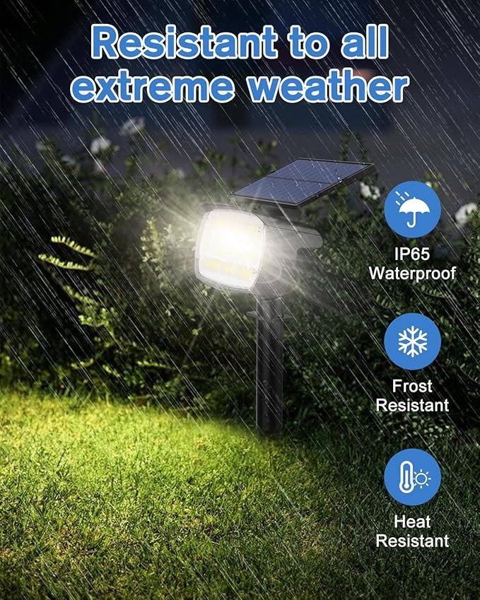 Fabrito Solar Spot Lights Outdoor 136 LEDs, Large Area Lighting Solar Lights Outdoor, 2 Pack IP65 Waterproof Landscape Spotlights Auto On/Off for Yard, Garden, Pathway, Plants,Tree (Cool White)