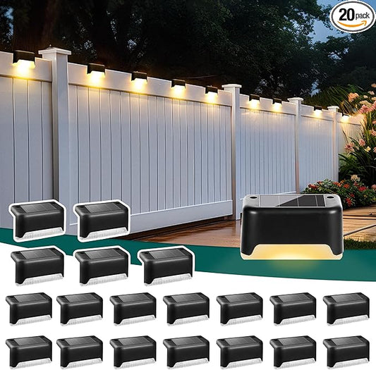 SOLPEX Solar Deck Lights Outdoor 20 Pack, Solar Step Lights Waterproof Led Solar Lights for Outdoor Stairs, Step, Fence, Yard, Patio, and Pathway(Warm White)