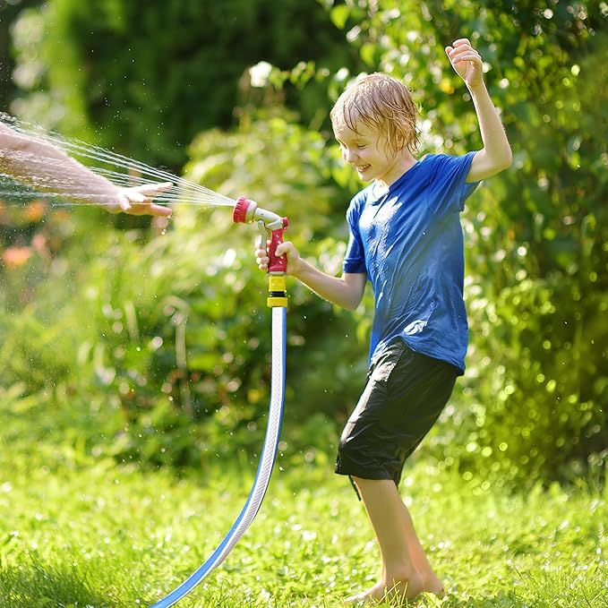 Solution4Patio Blue Garden Hose 3/4 in. x 50 ft. -Heavy Duty Durable Flexible Lightweight Water Pipe -Brass Aluminum Ends for Household & Commercial -Kink Free, No Leaking, Male/Female Fittings