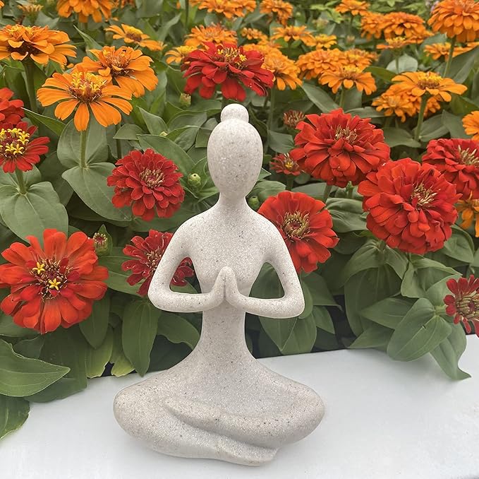 Yoga Figure Figurine Ornament for Home, Zen Buddhist Namaste Yoga Statue Sculpture Indoor & Outdoor Decor for Birthday Mothers Day