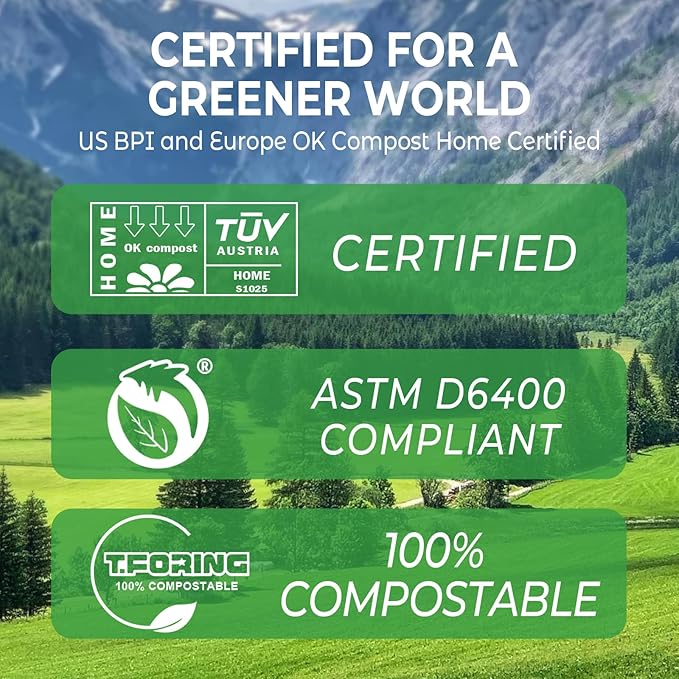 1.2 Gallon Compost Bags, 4.5 Liter, 0.8 Mil,80 Count Compostable Trash Bags, Small Kitchen Food Scrap Waste Bags, ASTM D6400, US BPI, CMA and Europe OK compost HOME Certified