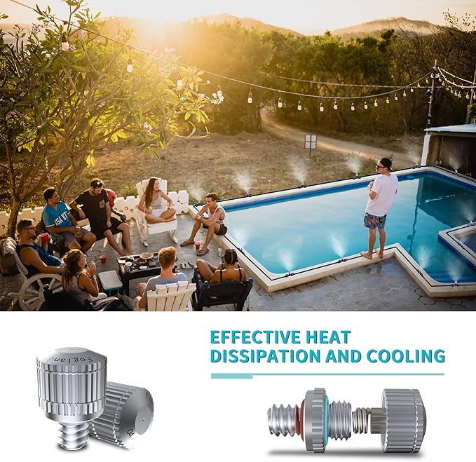 Fogland Misting Nozzles for Cooling System:20pcs Clogging-Prevent Cleanable Stainless Steel Mist Nozzles 0.016" Orifice 10/24 UNC for Patio Garden Trampoline