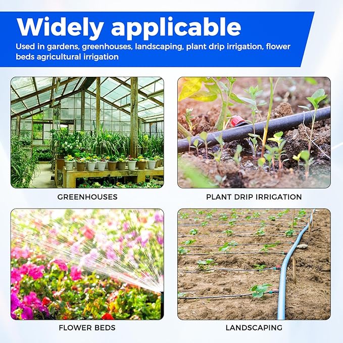 Drip Irrigation Fittings Kit for 1/2 Inch Tubing, 24 PCS 1/2" ID x 0.6-0.63" OD 16 mm Drip Anti-drop Barbed Locked Nut Connectors - 5 Tees, 5 Couplings, 2 Switch Valves, 5 End Cap, 5 Elbows, 2 Adapter