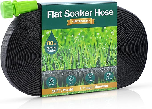 Soaker Hose 50ft for Garden Beds, Drip Irrigation Hose Saves 80% Water, Leak Proof Sprinkler Hose For Garden, Lawn, Flower Bed, Vegetable Field (50FT)