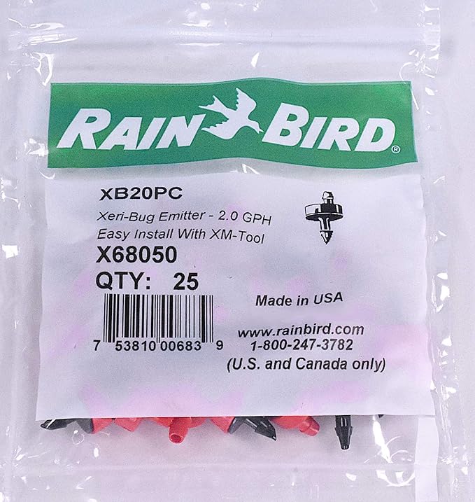 25 Rainbird XB20PC 2.0 GPH Drip Irrigation Emitters w/Free Installation Tool