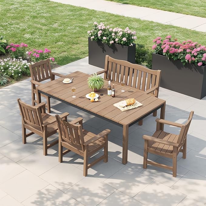 Stoog All-Weather Patio Chairs Set of 2, Oversized Garden Chair with 400 lbs Weight Capacity, Easy to Assemble, Outdoor Chair for Patio, Backyard Deck, Fire Pit & Lawn Porch, Teak