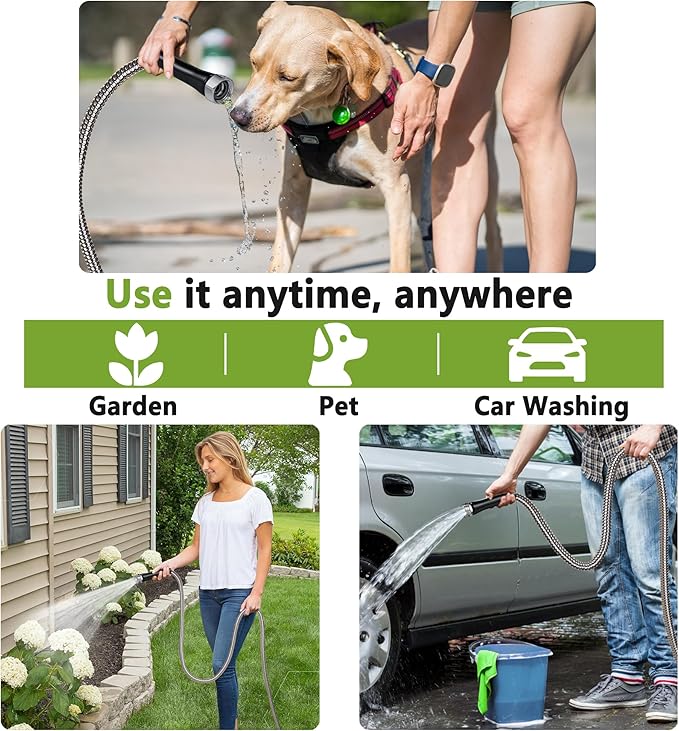 304 Stainless Steel Garden Hose 75FT-2025New Upgraded Metal Expandable Hoses With Nozzle And 3/4 Solid Fitting, Sturdy and Lightweight, Kink-Free, Rust Proof &Ultra-Durable Water Hose For Yard Camper