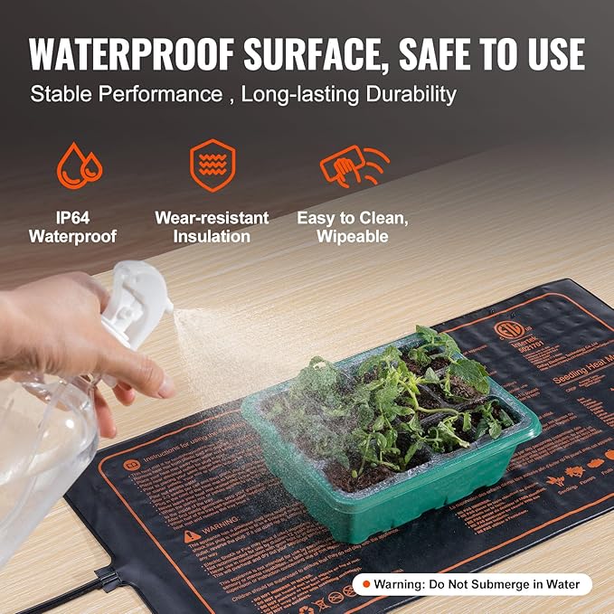 VEVOR 1 Pack Seedling Heat Mat 48"x 20.75", MET-Certified Warm Hydroponic Plant Heating Pad for Seed Starting, Waterproof Heating Mats for Germination, Indoor Gardening, Greenhouse