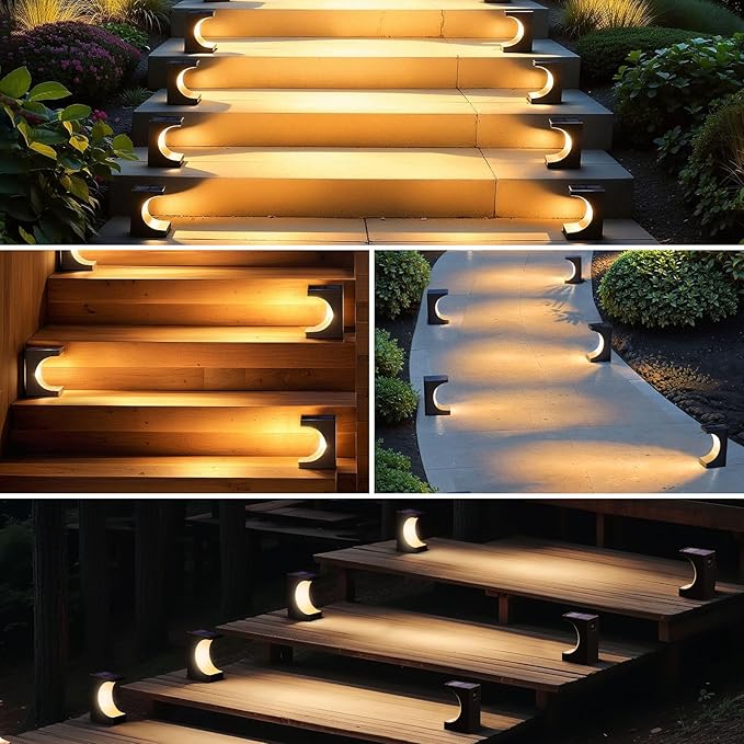 ZOOI Solar Step Lights for Outside, Step Lights Outdoor Waterproof, Outdoor Solar Stair Light for Yard, Garden Decor for Outside, Solar Garden Lights for Step, Stair, Patio, Porch, Deck Decor, 12PCS