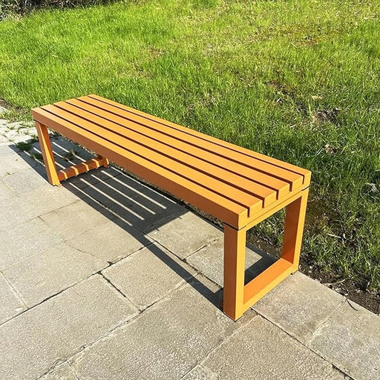 Weatherproof Metal Dining Bench, Outdoor Bench Backless Patio Bench 2-Person Farmhouse Bench Garden Bench for Kitchen, Living Room, Entryway(Orange,40in)