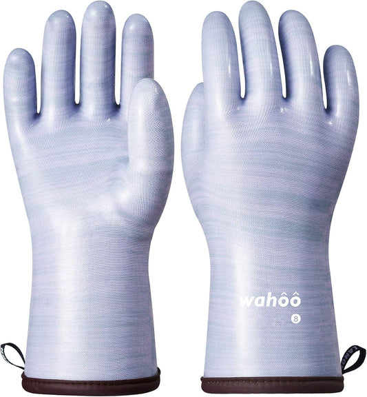 LANON Protection Wahoo Liquid Silicone Smoker Oven Gloves, Food-Contact Grade, Heat Resistant Gloves for Cooking, Grilling, Baking, Purple, M/8