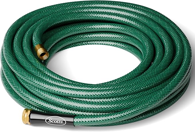Scotts 50 ft. Garden Hose – 5/8 in. Diameter, 4-Ply Construction, 300 PSI, High-Pressure, Easy-to-Coil Water Hose with Crush-Resistant Couplings, Easy to Connect for Lawn and Garden Use