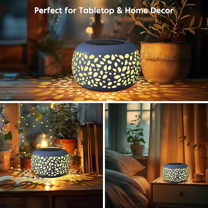 Solar Lanterns Outdoor Waterproof: 2 Pack White Hollow Out Metal Solar Lights - 2 Lighting Colors Outside Garden Yard Porch Indoor Tabletop Retro Decorations - Unique Gifts for Women Mom Wife