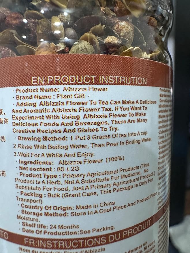 Plant Gift Albizia Flower Julibrissin Blooming Tea, HE HUAN HUA Loose Leaf Chinese Health Tea 80g / 2.82oz