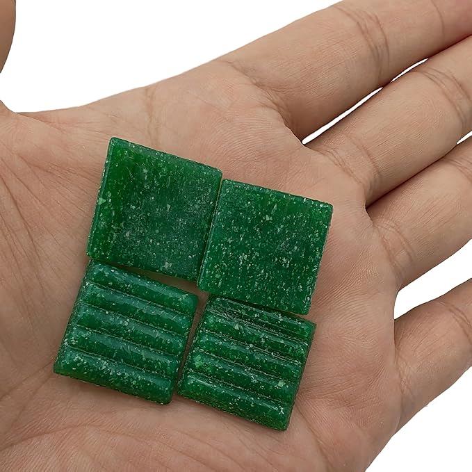 3/4 inch Quartz Glass Mosaic Tiles for Crafts, 1.1 LB, Square Mosaic Pieces for DIY Picture, Home Mosaic Decoration (Green)