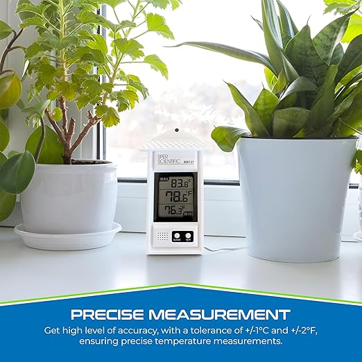 Sper Scientific Compact Digital Min/Max Thermometer 800121 - Wide Range Temperature Logger with Clear LCD Display - Ideal for Laboratories, Food Storage, HVAC & Greenhouses - 2 pc