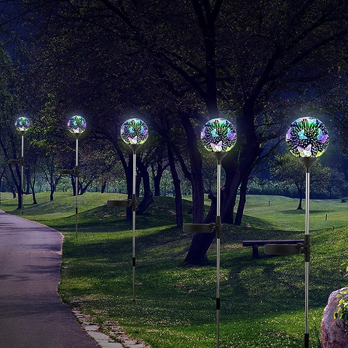 WNP Solar Outdoor Garden Light Decoration,Colorful Landscape Ball Stake Lights,2 Pack Outside Garden Light Decorative,Yard Solar Lights Waterproof Glass Decor Patio Path (2 Pack Butterfly)
