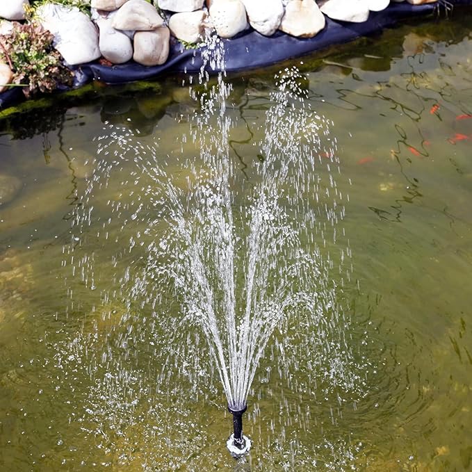 25W Solar Water Pump KIT: DC Dry-Run Protection Water Pump 370GpH with 18V 25W Solar Panel for Fountain, Fish Pond, and Aquarium (No Backup Battery)