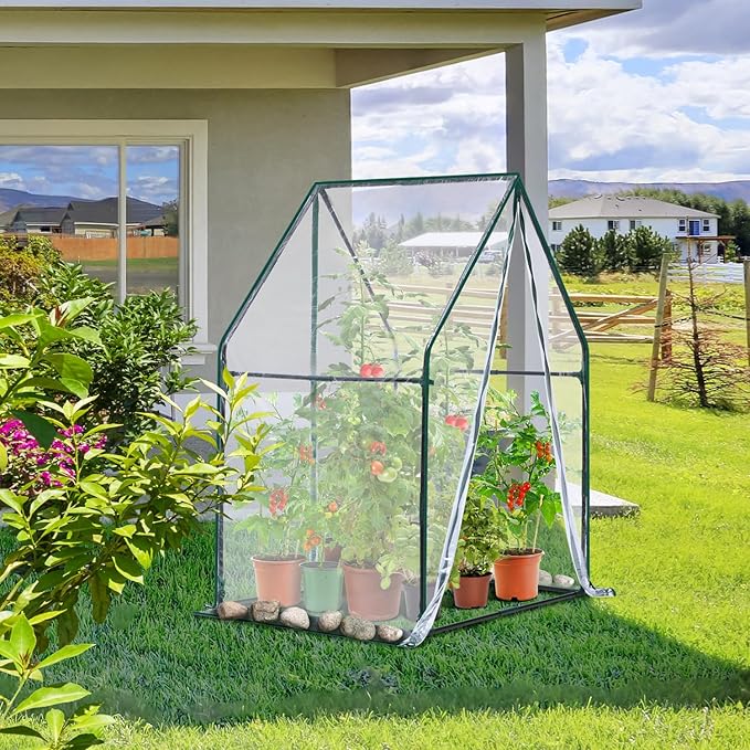 Mini Greenhouse for Indoor Outdoor: Ohuhu Portable Green House with Waterproof Pad for Small Plants Nursery Germination, 36"x36"x58.5" Heavy-Duty PVC Cover Tent Humidity Dome Seedling Accessory