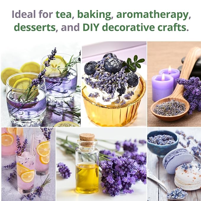 Dried Culinary Lavender – 100% Natural Food Grade Lavender Buds Herbs Tea, 3.53oz (100g), Edible Lavenders Flowers for Drinks, Baking, Cooking, Tea, Bath Soak, DIY Skincare & Crafts