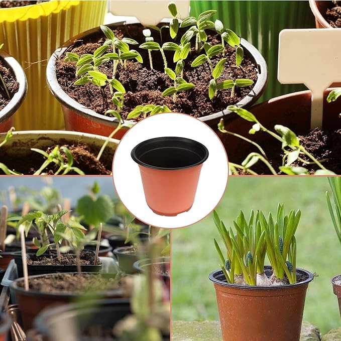 KINGLAKE 50 Pcs 6" Plastic Plants Nursery Seedlings Pot/Pots Flower Plant Container Seed Starting Pots for Plant