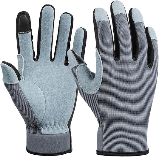 OZERO Women Leather Work Gloves: Touch Screen | Deerskin Garden Gloves with Grip | Ideal for Yard Work, Daily Tasks, Driving