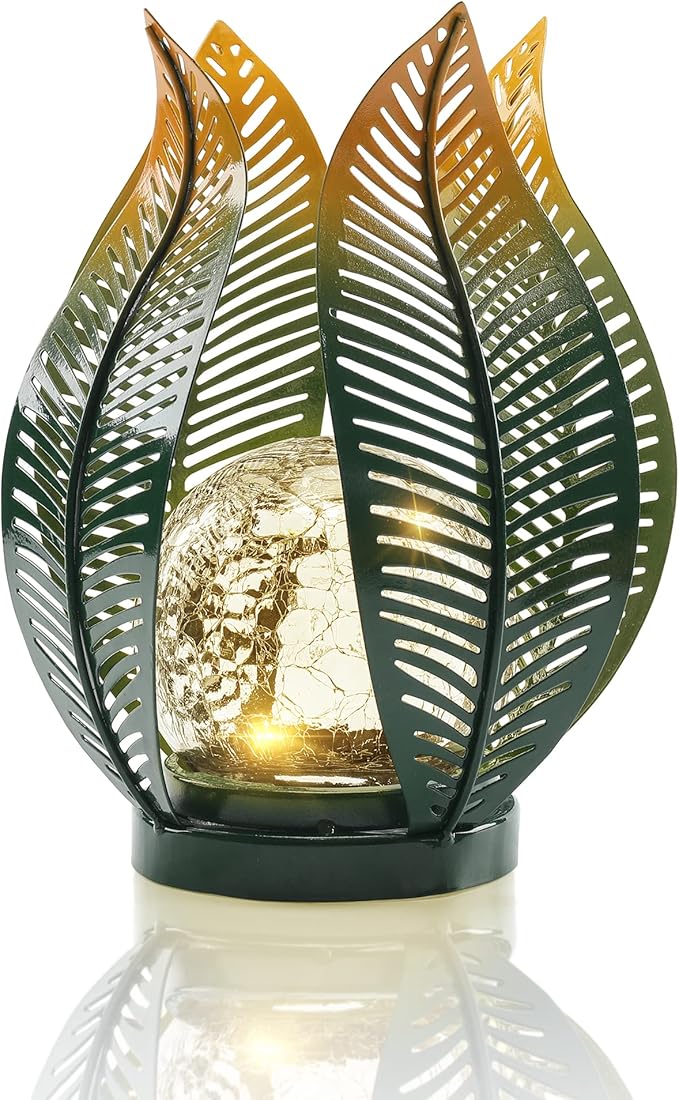 Solar Garden Lights Outdoor Decorations Garden Decor,Crackle Globe Glass,Gardening Gifts Waterproof Solar Lights for Outdoor Decor Patio,Lawn,Balcony,Porch,Yard Art