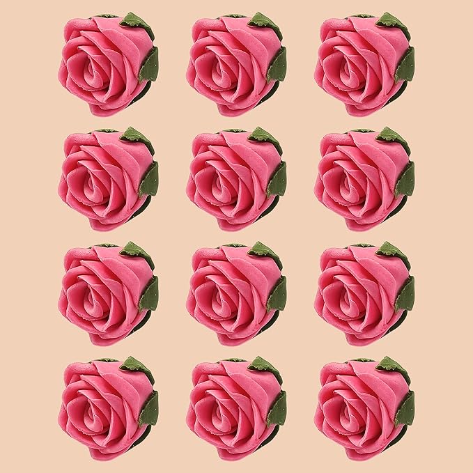 Confect Edible Pink Flamingo Rose Toppers – Edible Roses for Cake Decorating – Vibrant Floral Toppers for Desserts-Vegan, Gluten-Free, Nut-Free, Soy-Free, Dairy-Free, Palm Oil-Free - Pack of 12