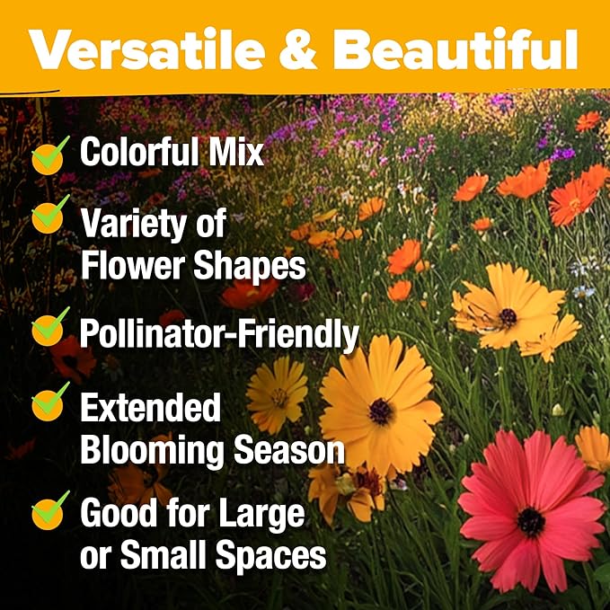 HOME GROWN Wildflower Seeds Mix - 110,600+ Seeds, 21 Varieties, Non-GMO Wild Flower Seeds for Planting, Annual Flowers, Butterfly Garden, Pollinator Seed Mix