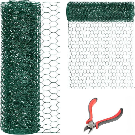 48'' x 150' Green Chicken Wire Fencing, 1 inch Chicken Wire and 20 Gauge Poultry Netting, Garden Mesh Fence Roll for Floral Arrangements/Crafts/Farm/Livestock/Pet Protection