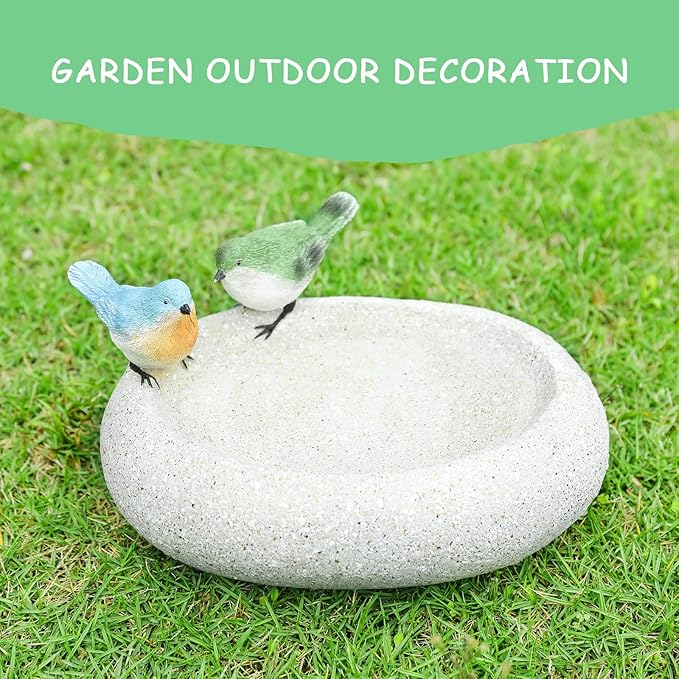 MUMTOP Bird Baths for Outdoors, Antique Outdoor Garden Bird Bath Resin Birdbath Bowl with Cute Birds Ornament for Outside Yard Table Decor