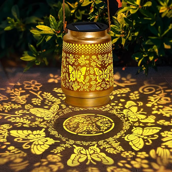TEDOF Solar Lanterns Outdoor Waterproof,Butterfly Solar Lights Garden Decor Gifts for Mom Women Grandma Decoration Outside for Yard, Patio,Backyard,Porch