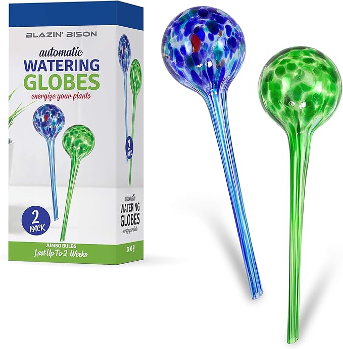 Blazin Automatic Irrigation Drippers Extra Large | Watering Globes for Indoor Plants | House Plant Water Bulb | Up to Two Weeks 2pc Set (Jumbo)